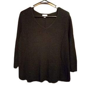 J. Jill Cotton Blend Black Thermal Cotton Top